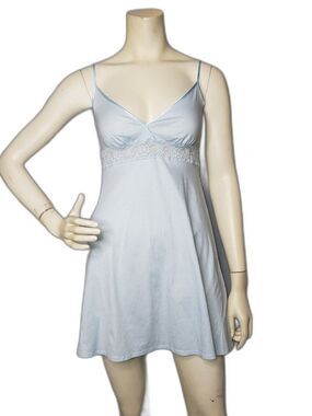 Hanro of Switzerland Powder Blue Chemise Slip Dress Womens Size Medium